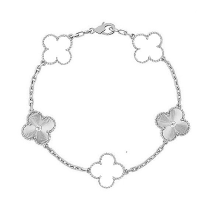 CLOVER | Pulsera Blanca/Plata