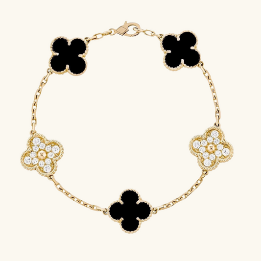 CLOVER | Pulsera Negra Dorada Prestige