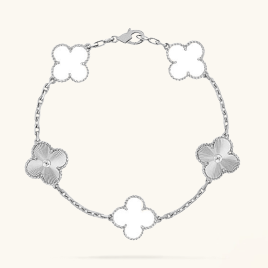 CLOVER | Pulsera Blanca/Plata