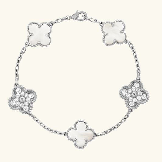 CLOVER | Plata/Blanco Pulsera Prestige