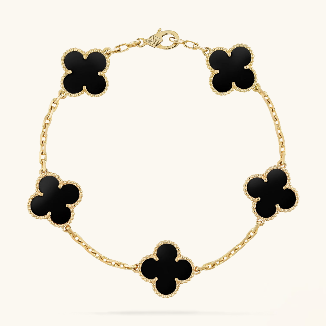 CLOVER | Pulsera Negra/Dorada