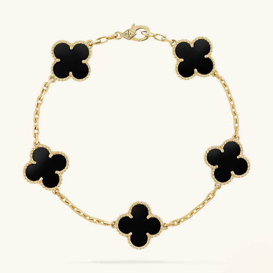 CLOVER | Pulsera Negra/Dorada