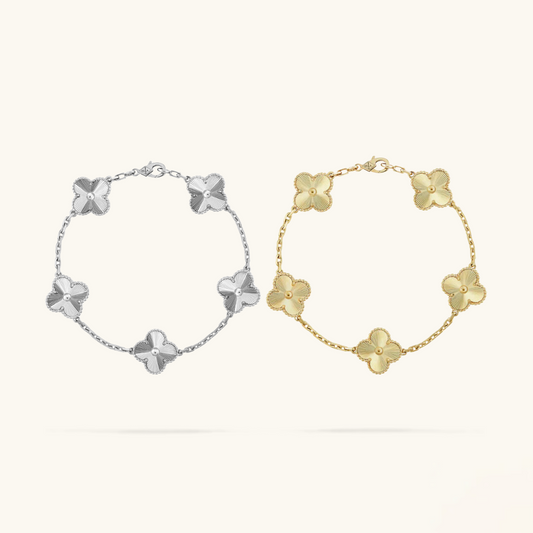 Conjunto de Pulsera de Trébol de 2 Deltas - Plata/Oro