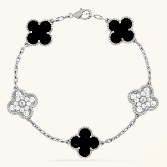 CLOVER | Pulsera Prestige Negra/Plata