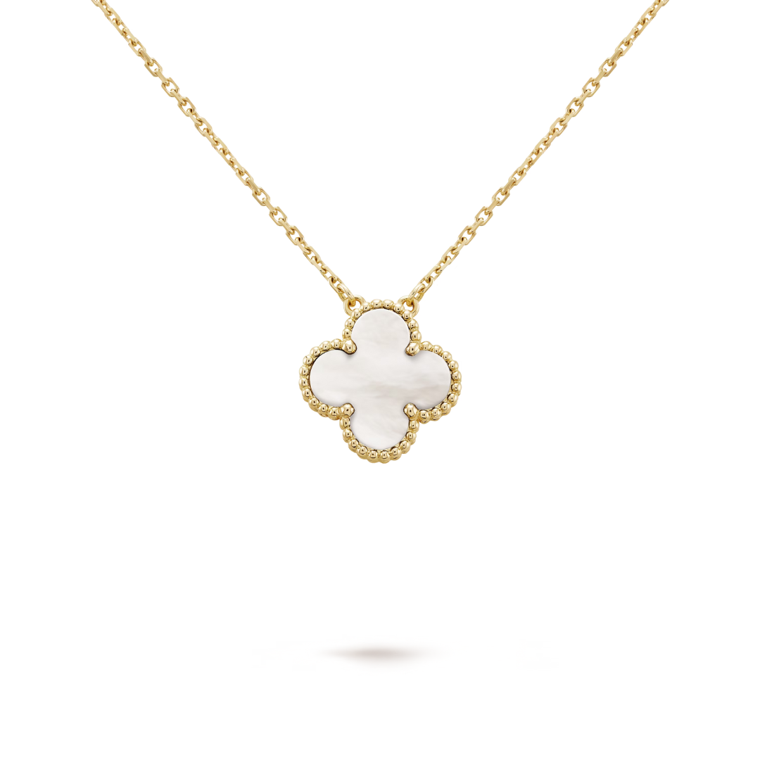 CLOVER | Collar Blanco/Dorado