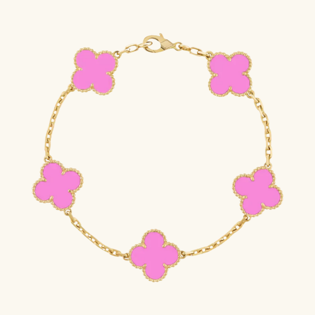 CLOVER | Pulsera de Neón Rosa Dorado