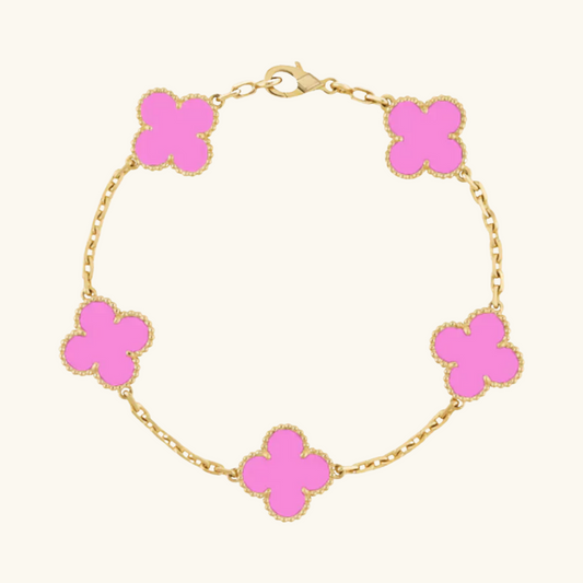 CLOVER | Pulsera de Neón Rosa Dorado