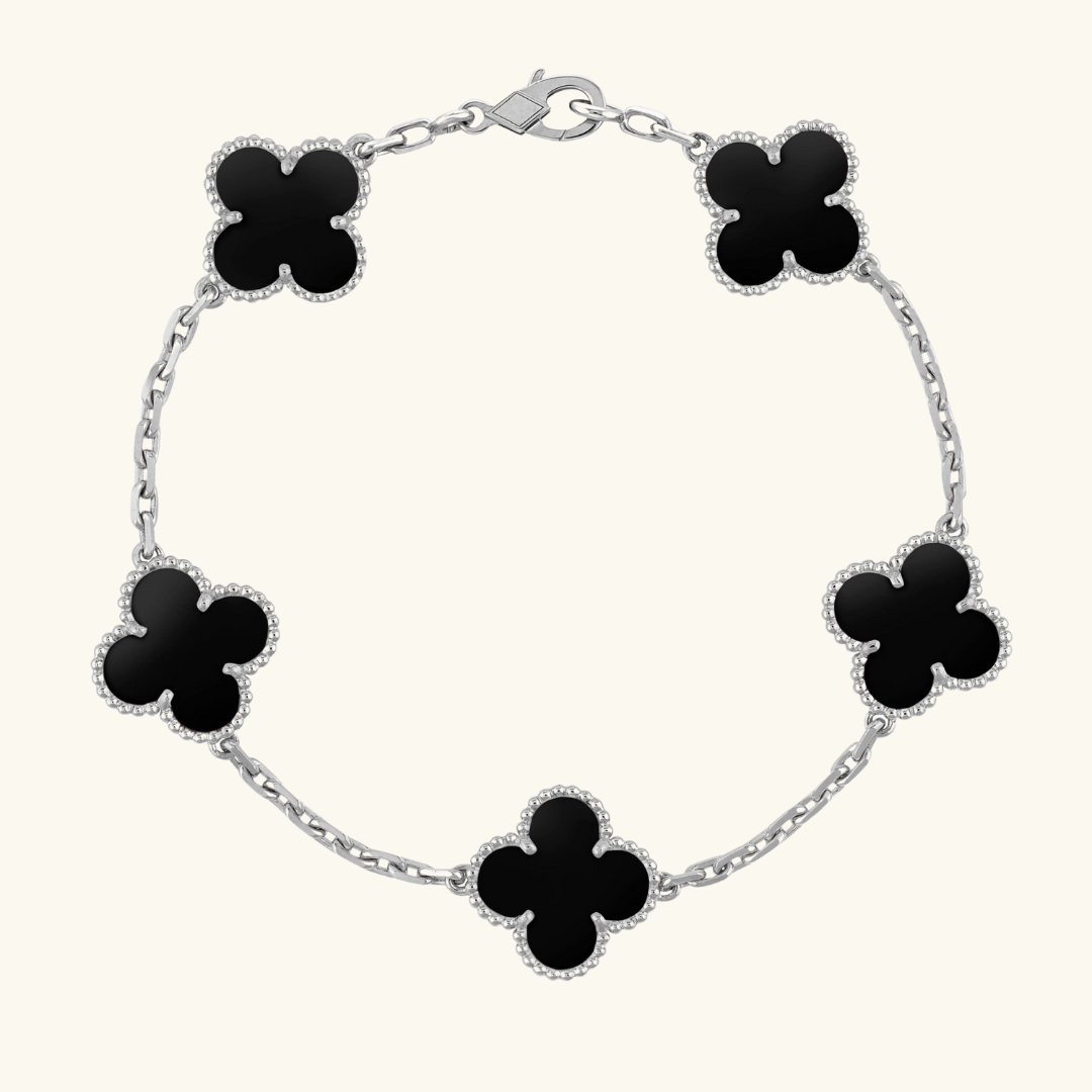 CLOVER | Pulsera Negra/Plata