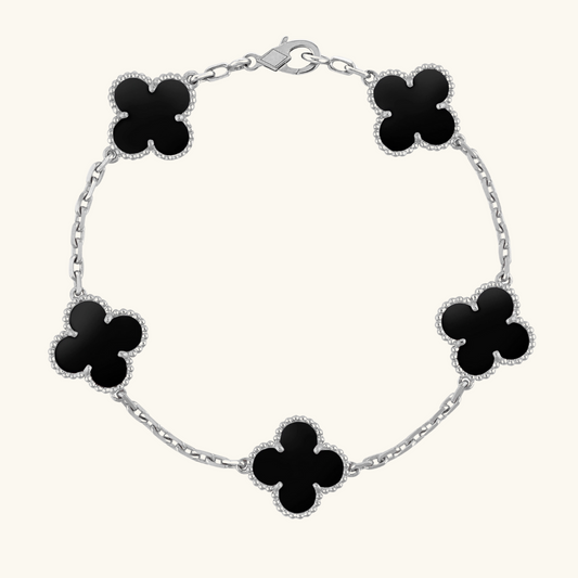 CLOVER | Pulsera Negra/Plata