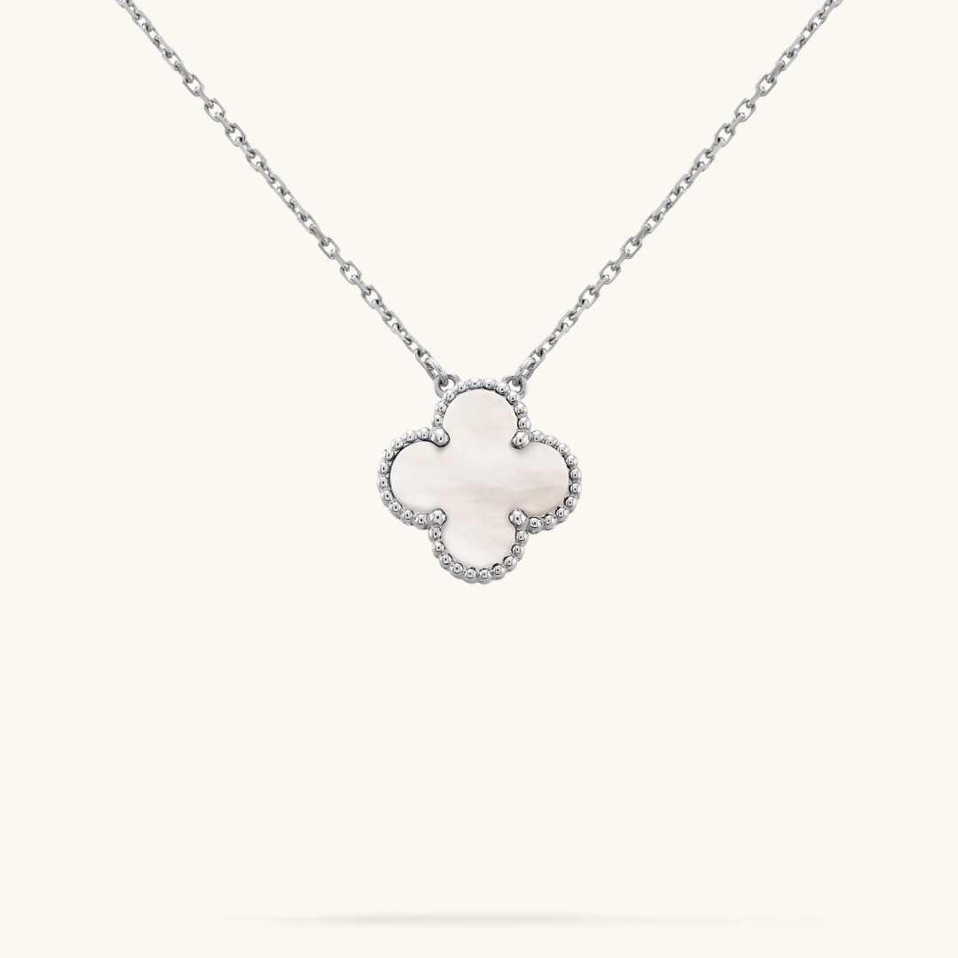CLOVER | Collar Blanco/Silver