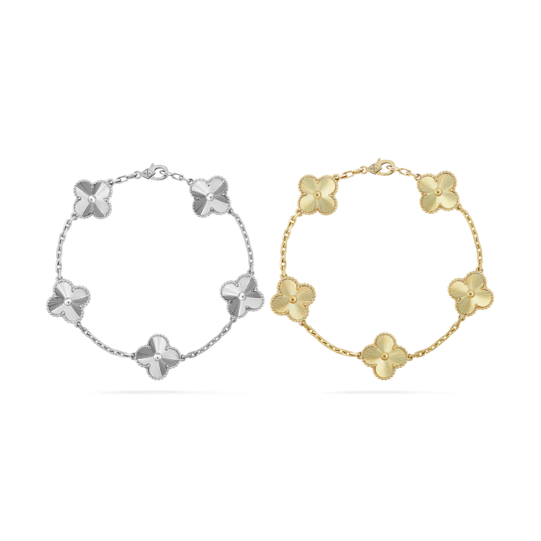 Conjunto de Pulsera de Trébol de 2 Deltas - Plata/Oro